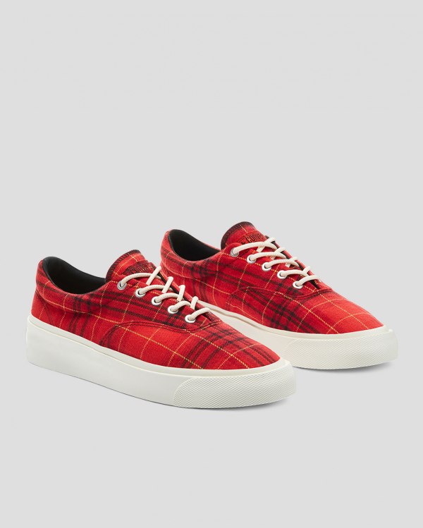 Converse Skidgrip Twisted Plaid Rød Sko Danmark - Converse Lave Sneakers Dame - 73096QELP